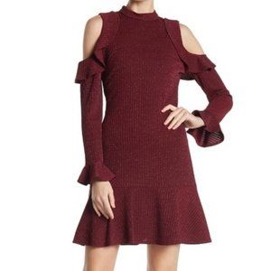NWT CeCe Cold Shoulder Shimmer Knit Dress